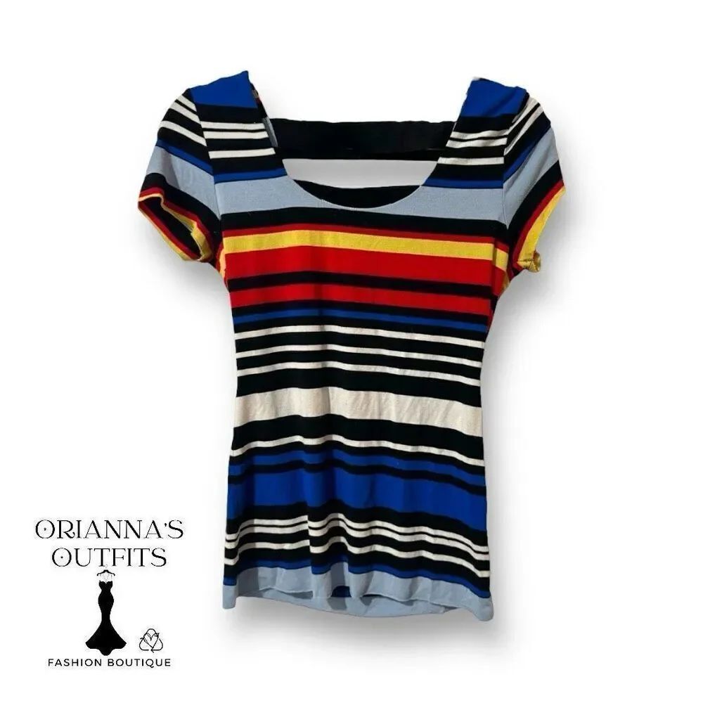 🔥4/$25 Vince Camuto Women’s Multicolor Striped T-Shirt Small